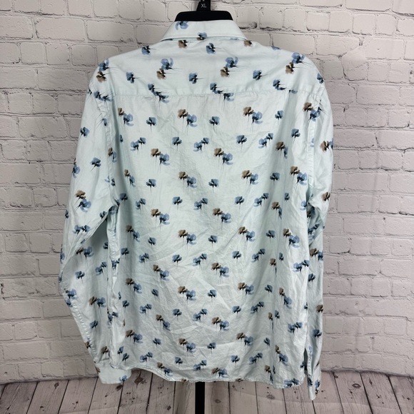 Stitch Note Blue Floral Button Up Dress Shirt Egyptian Cotton Size Large - Picture 5 of 6